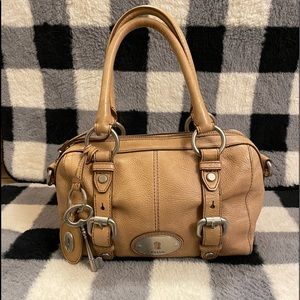 Fossil Satchel camel color leather shoulder strap